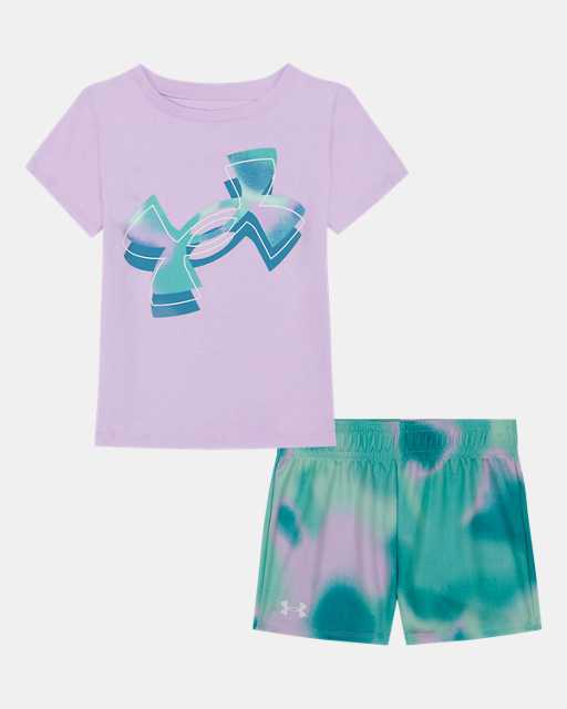 Little Girls' UA Blur Logo Mesh Shorts Set